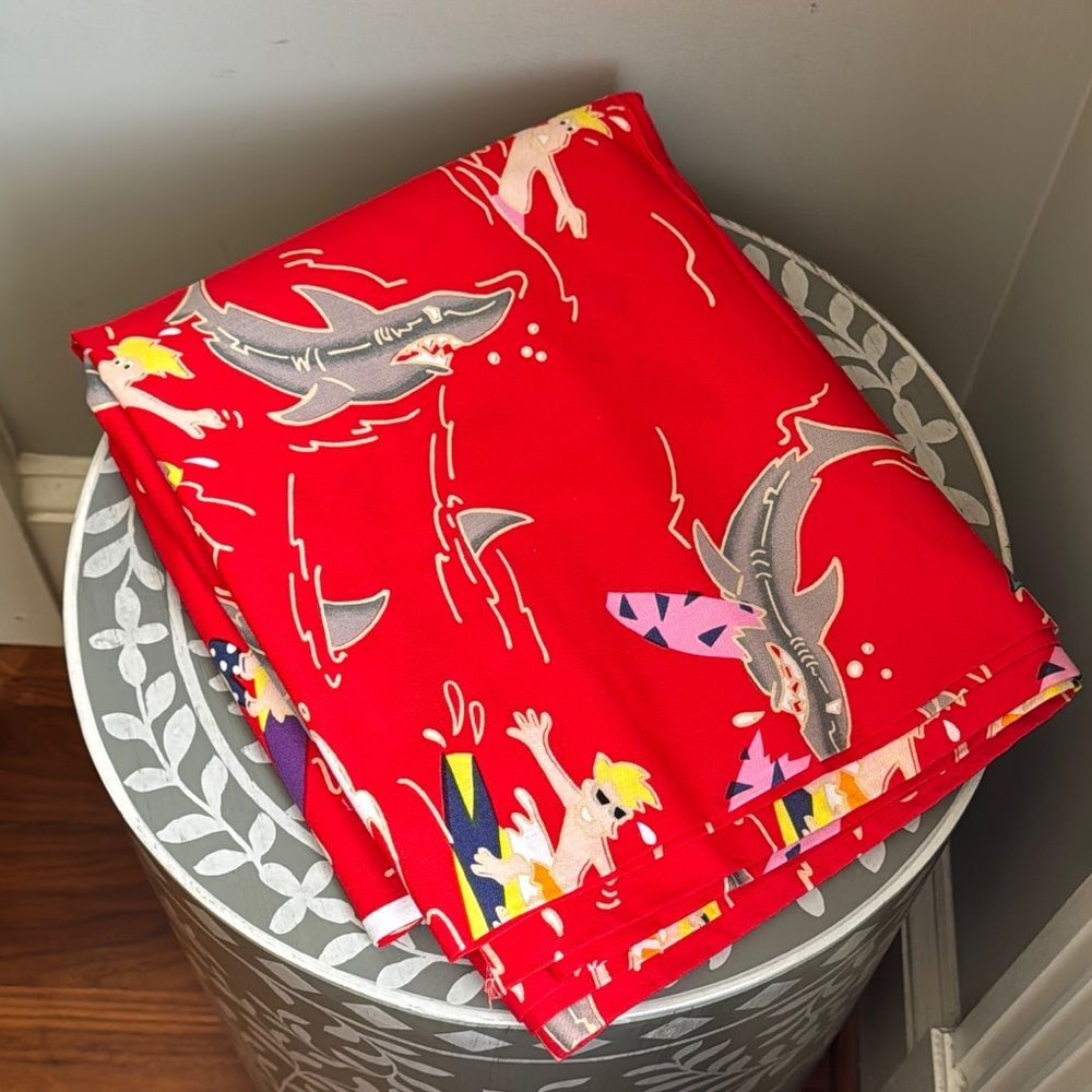 Alexander Henry Red Shark Print Cotton Fabric 3 & 2/3 Yards